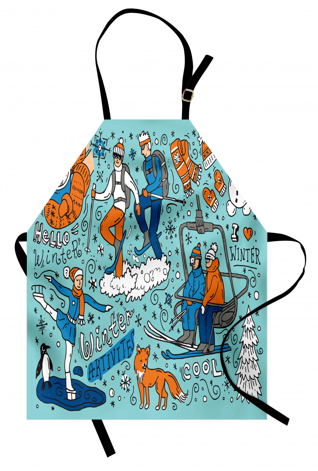 Apron with Adjustable Neck Strap Gardening Cooking Unisex Outdoor Use Ambesonne