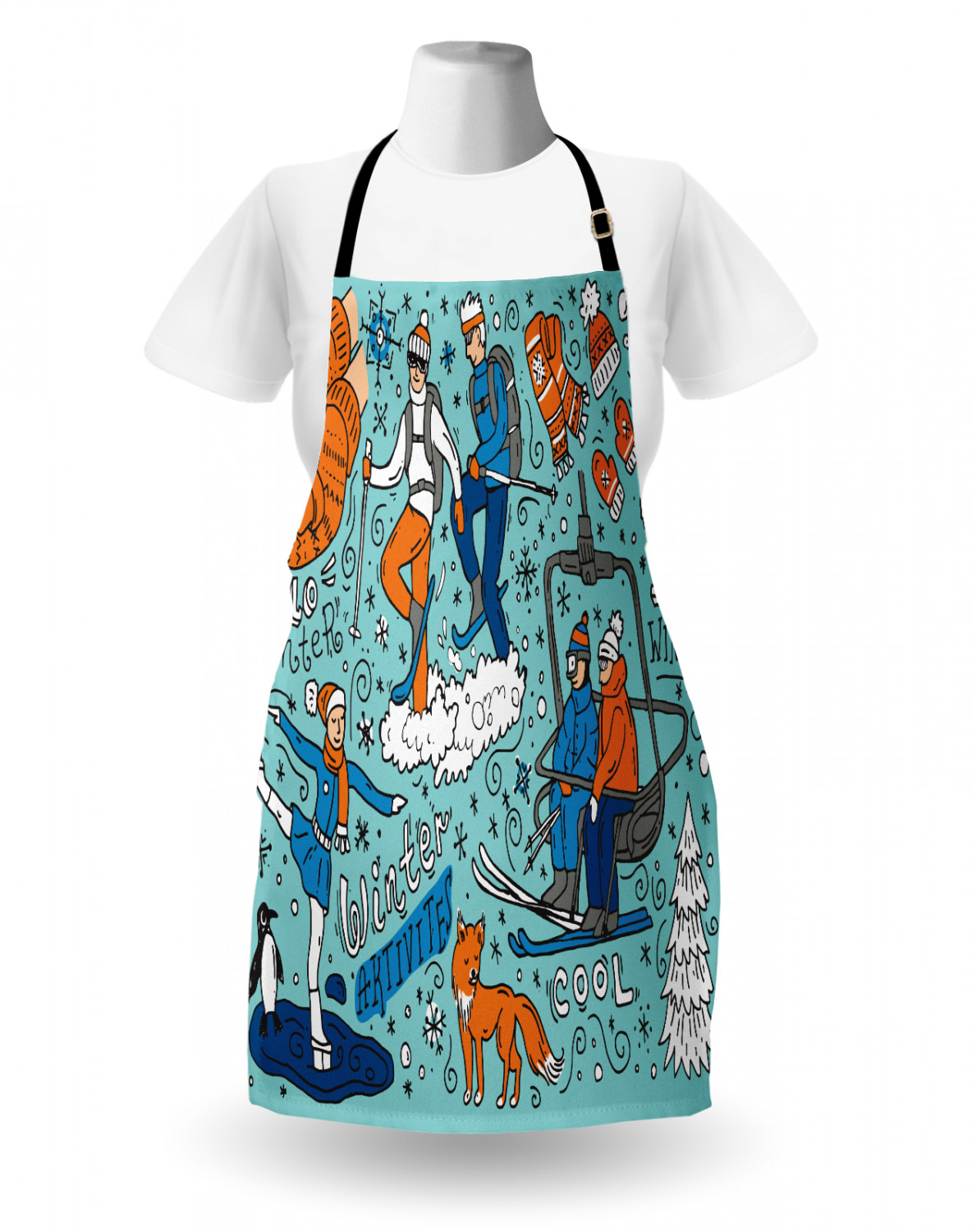 Apron with Adjustable Neck Strap Gardening Cooking Unisex Outdoor Use Ambesonne