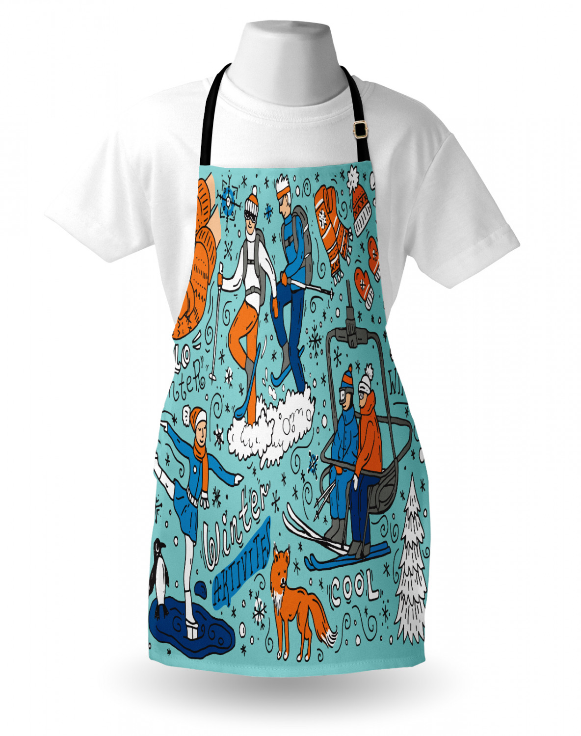 Apron with Adjustable Neck Strap Gardening Cooking Unisex Outdoor Use Ambesonne