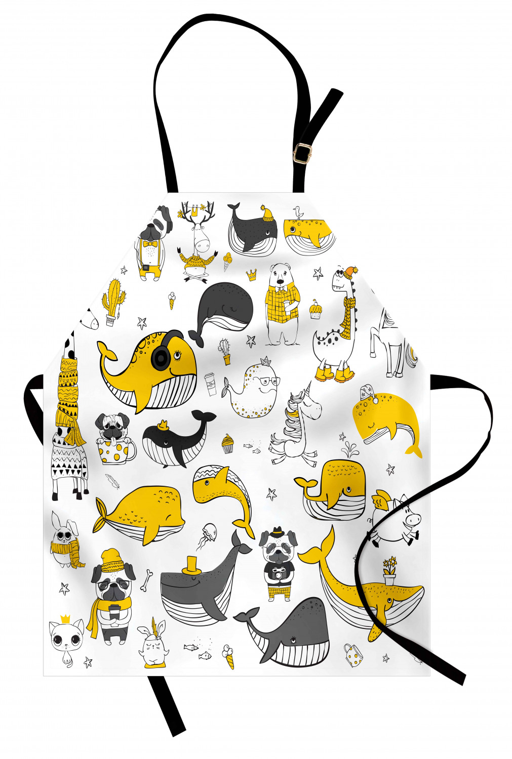 Apron with Adjustable Neck Strap Gardening Cooking Unisex Outdoor Use Ambesonne