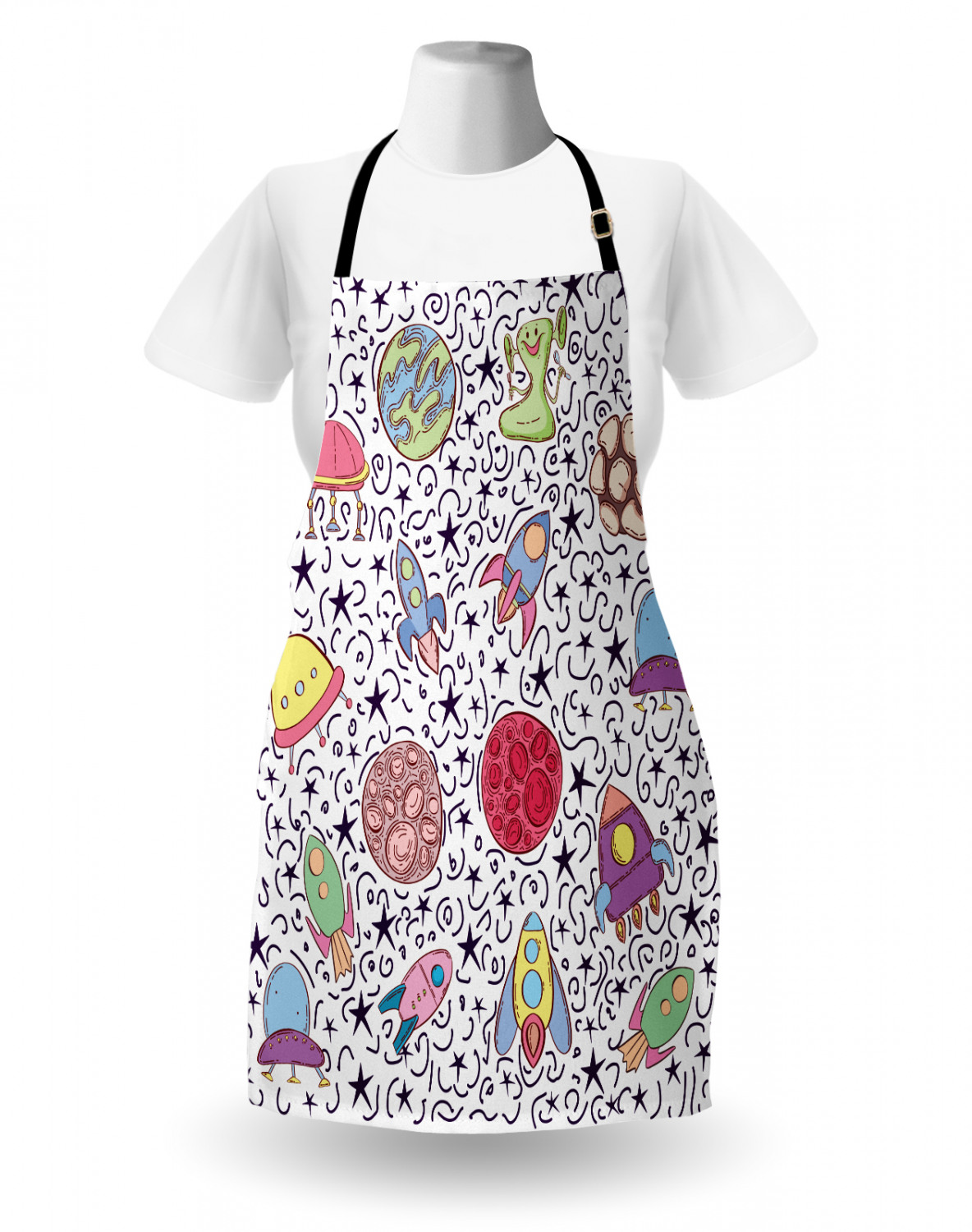 Apron with Adjustable Neck Strap Gardening Cooking Unisex Outdoor Use Ambesonne