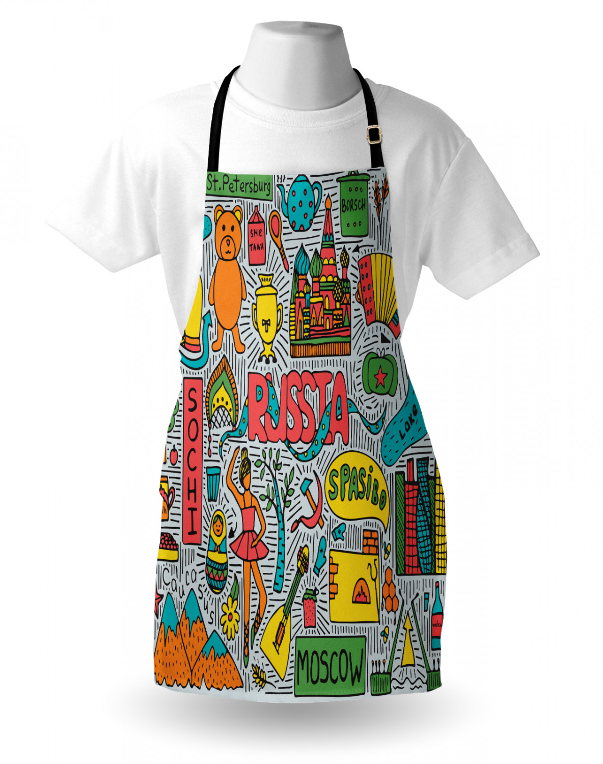 Apron with Adjustable Neck Strap Gardening Cooking Unisex Outdoor Use Ambesonne