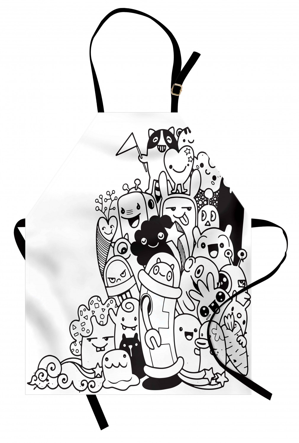 Apron with Adjustable Neck Strap Gardening Cooking Unisex Outdoor Use Ambesonne