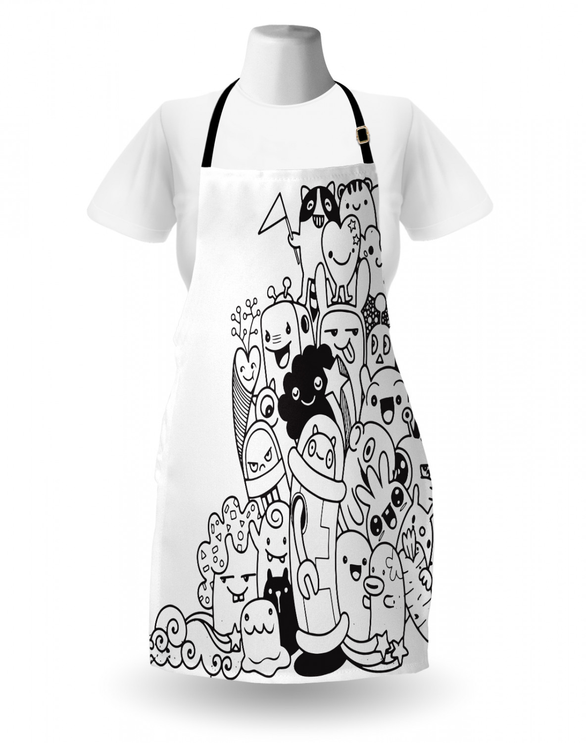 Apron with Adjustable Neck Strap Gardening Cooking Unisex Outdoor Use Ambesonne