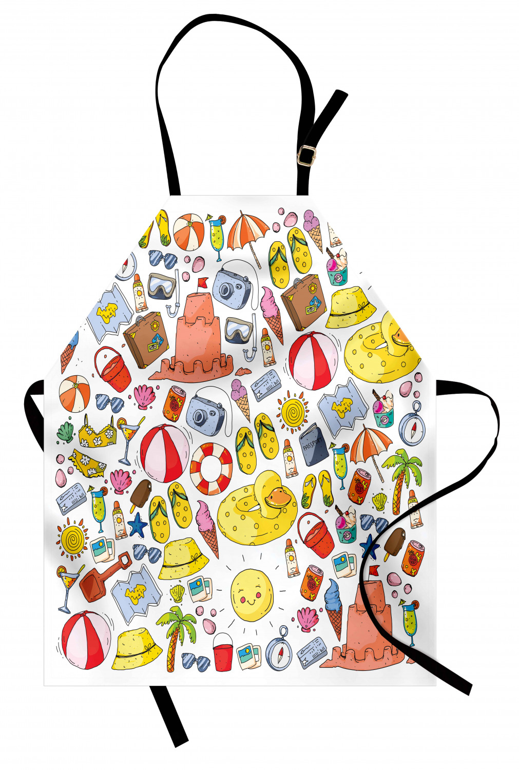 Apron with Adjustable Neck Strap Gardening Cooking Unisex Outdoor Use Ambesonne