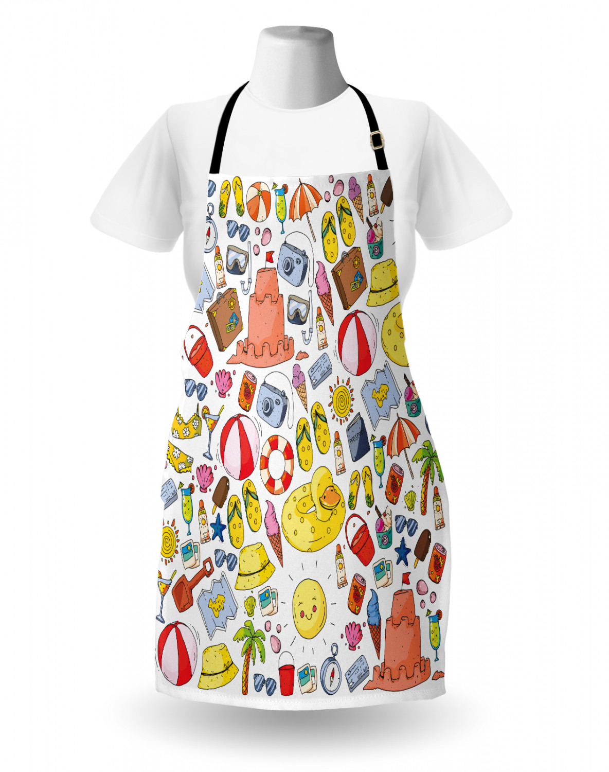 Apron with Adjustable Neck Strap Gardening Cooking Unisex Outdoor Use Ambesonne