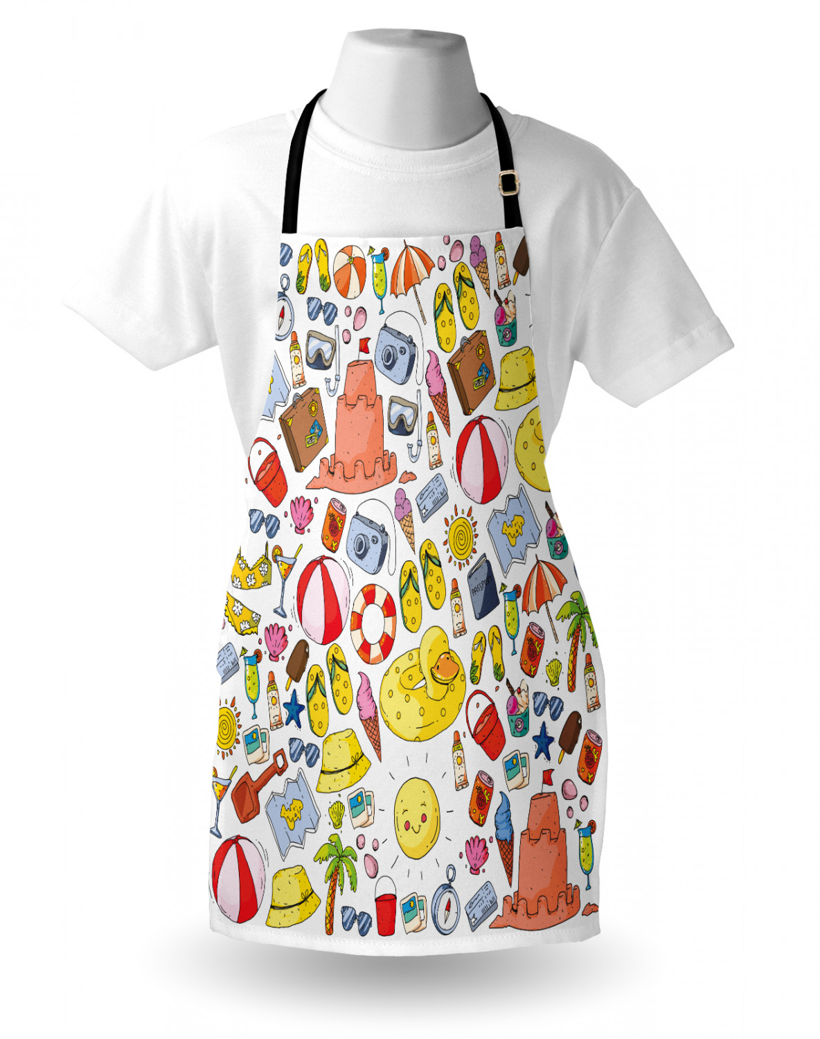 Apron with Adjustable Neck Strap Gardening Cooking Unisex Outdoor Use Ambesonne