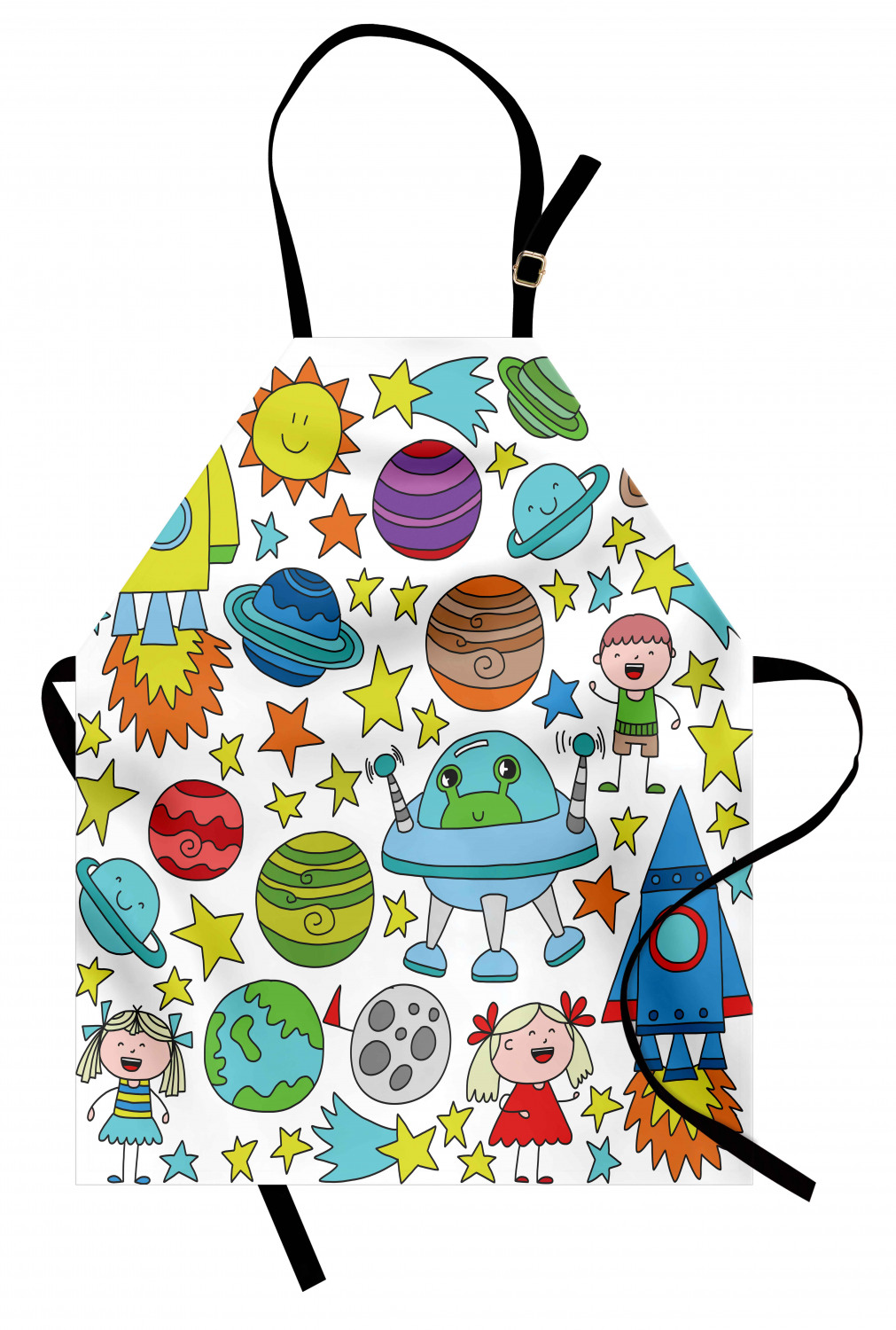 Apron with Adjustable Neck Strap Gardening Cooking Unisex Outdoor Use Ambesonne