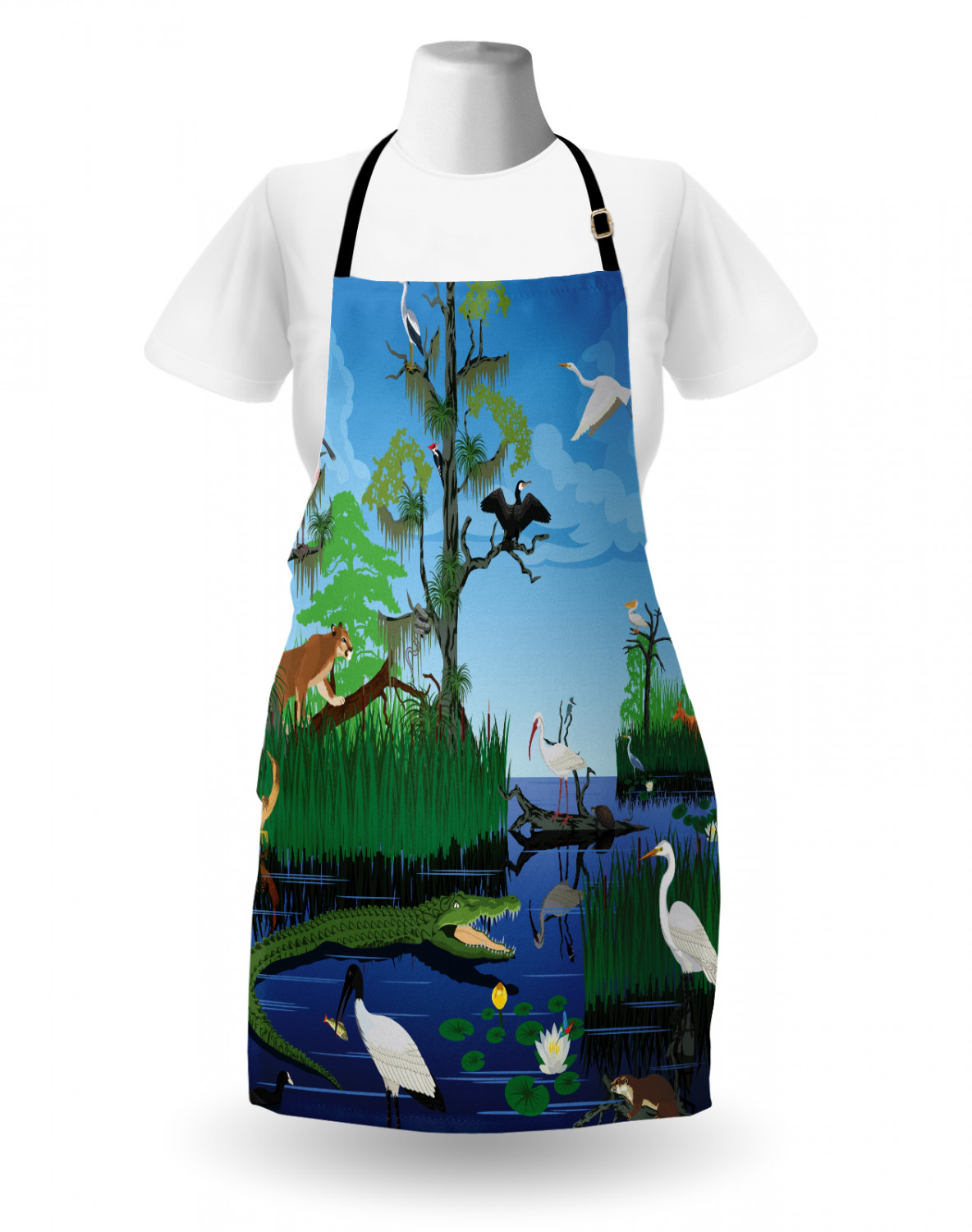 Apron with Adjustable Neck Strap Gardening Cooking Unisex Outdoor Use Ambesonne