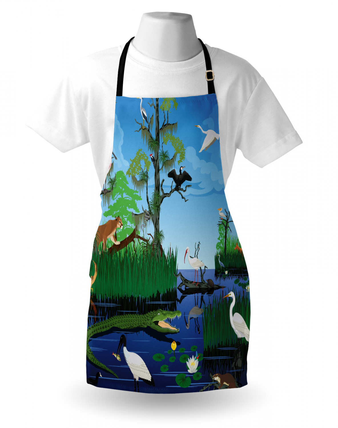 Apron with Adjustable Neck Strap Gardening Cooking Unisex Outdoor Use Ambesonne