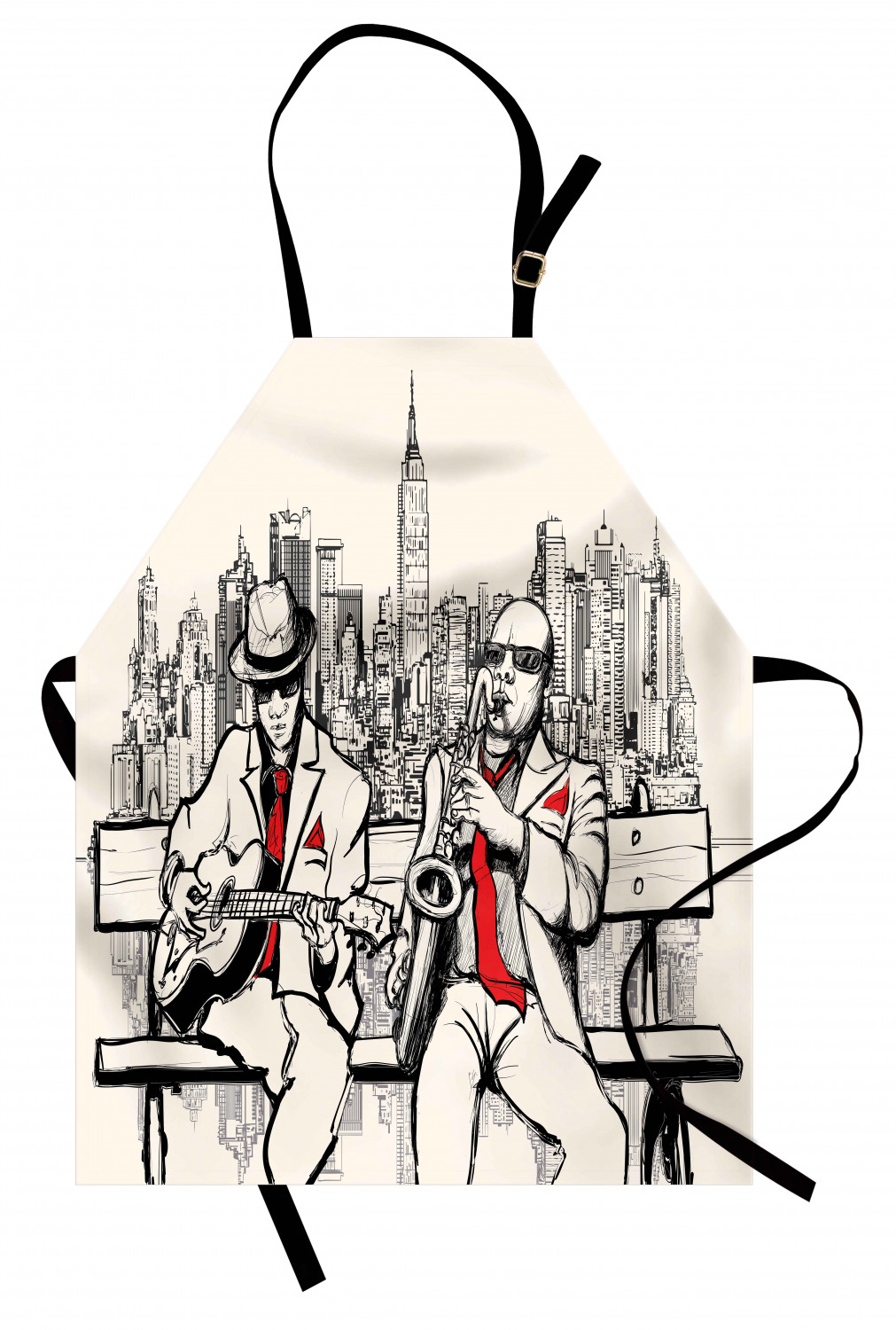 Ambesonne Retro Apron Unisex Kitchen Bib with Adjustable Neck Cooking Baking