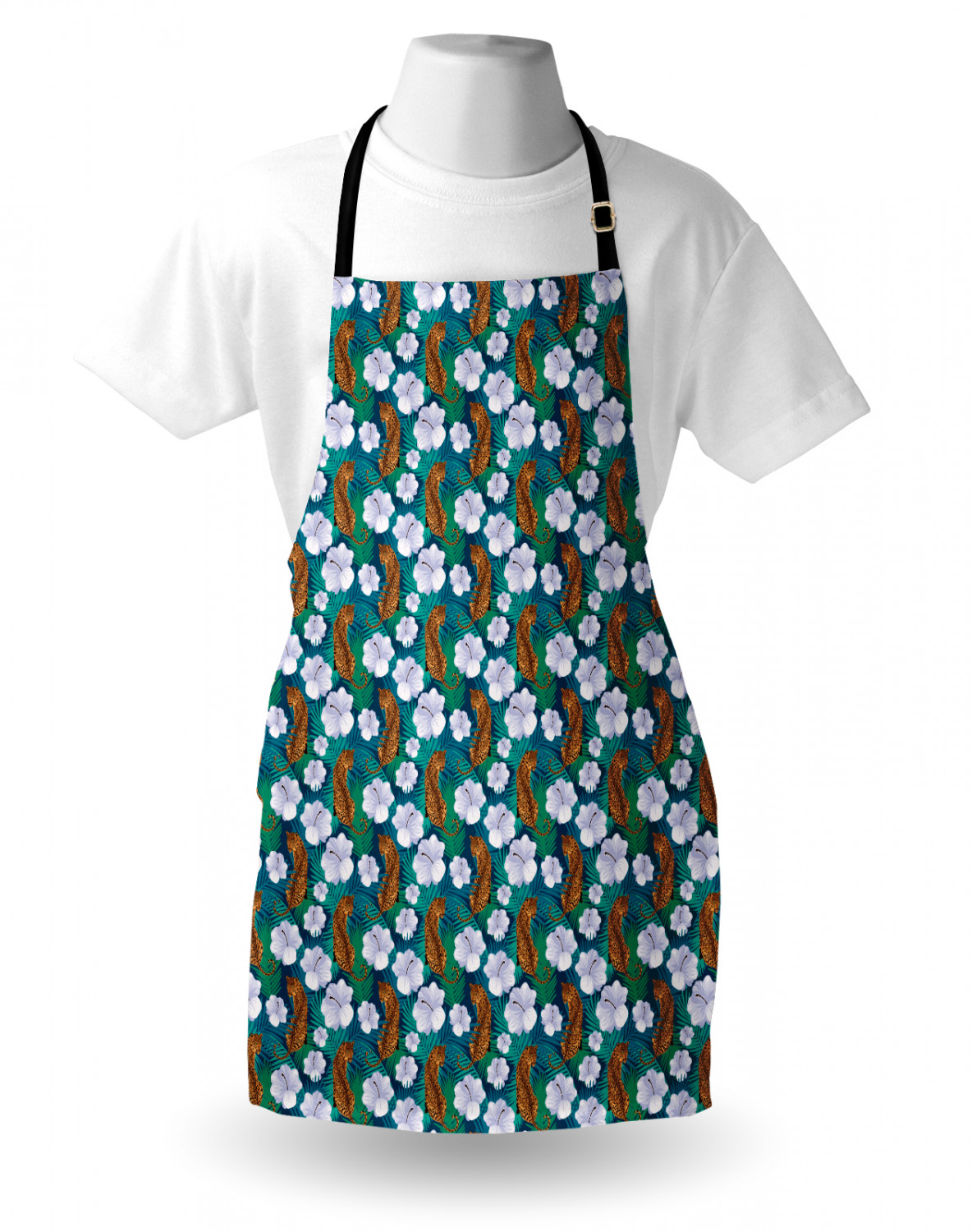 Ambesonne Apron Adjustable Black Strap for Gardening and Cooking Standard Size