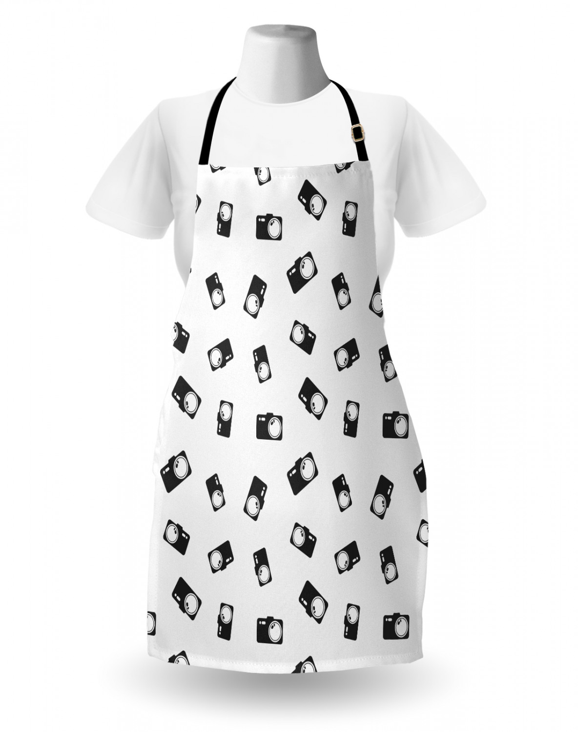 Apron Bib Adjustable Black Strap for Gardening Cooking Standard Size Ambesonne