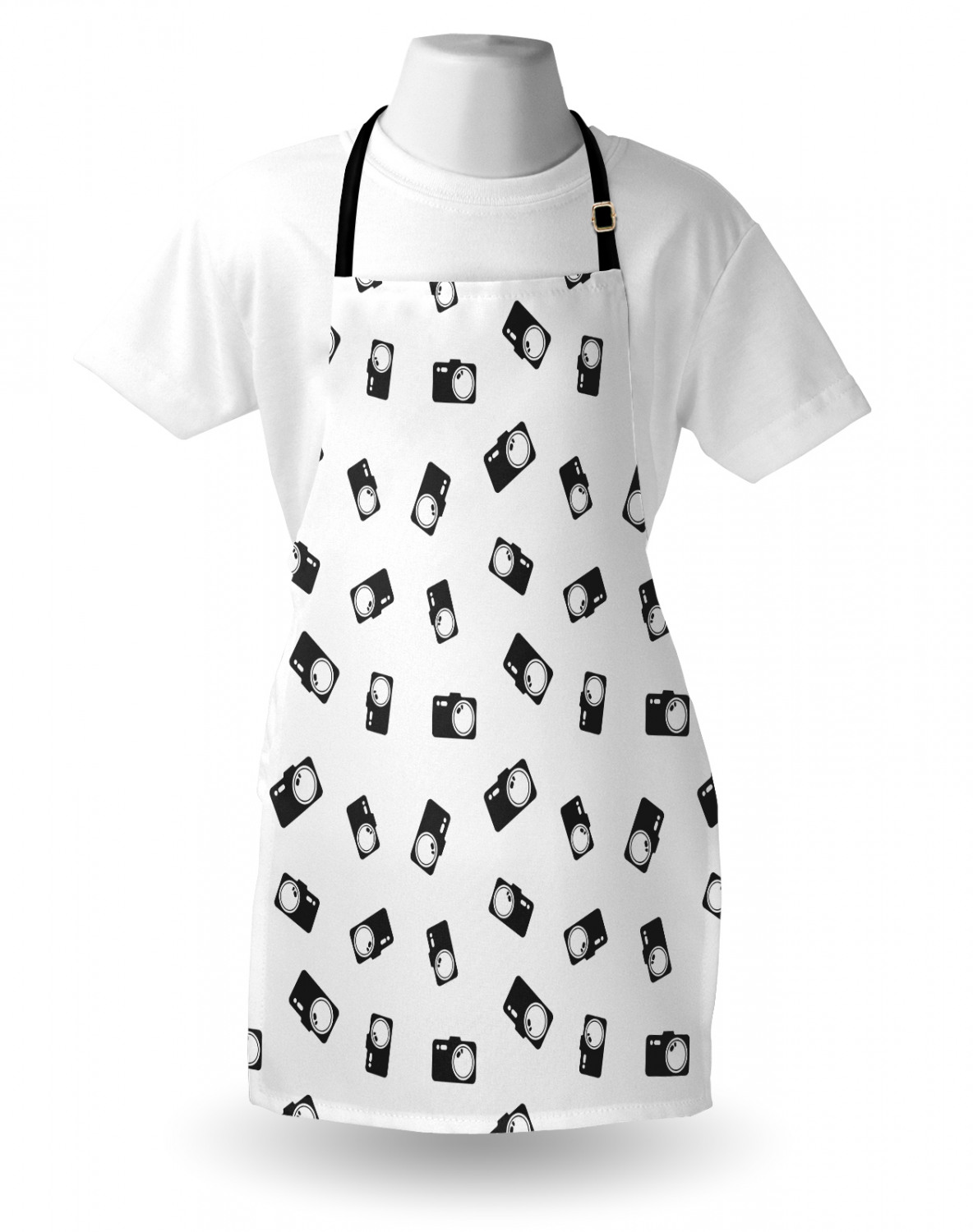 Apron Bib Adjustable Black Strap for Gardening Cooking Standard Size Ambesonne