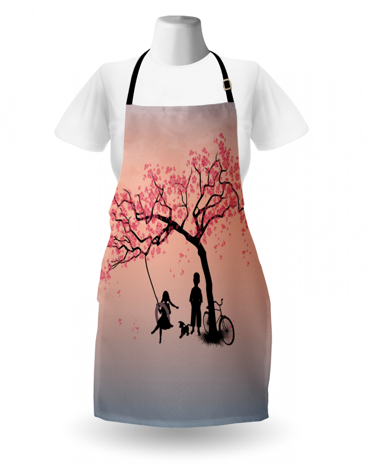 Ambesonne Pinkish Apron Unisex Kitchen Bib with Adjustable Neck Cooking Baking