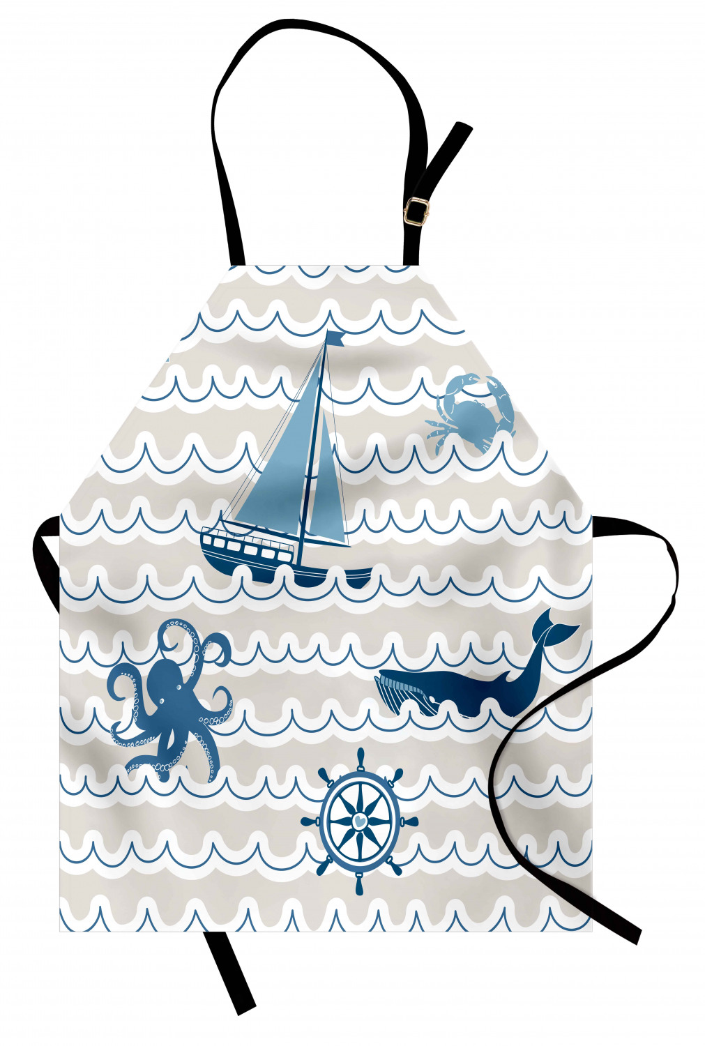 Marine Whale Apron Unisex Kitchen Bib with Adjustable Neck Cooking Baking