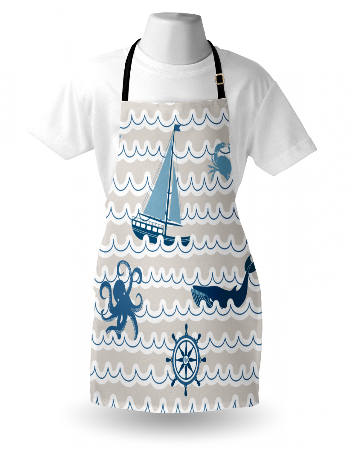 Marine Whale Apron Unisex Kitchen Bib with Adjustable Neck Cooking Baking