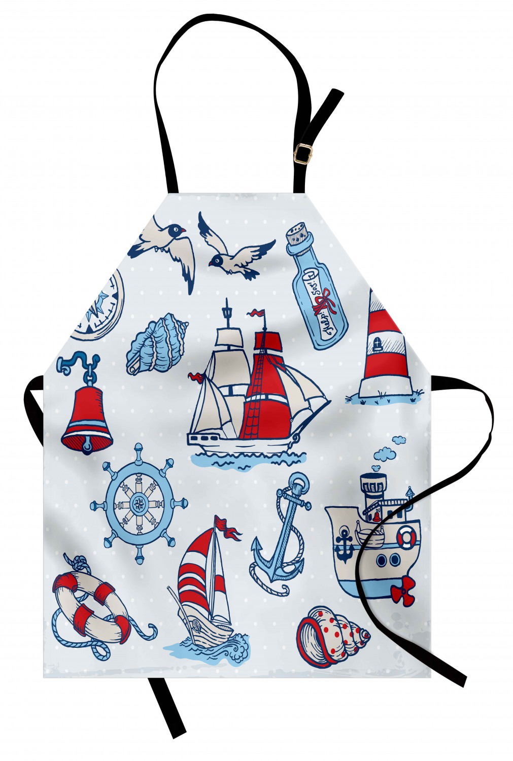 Nautical Whale Apron Unisex Kitchen Bib with Adjustable Neck Cooking