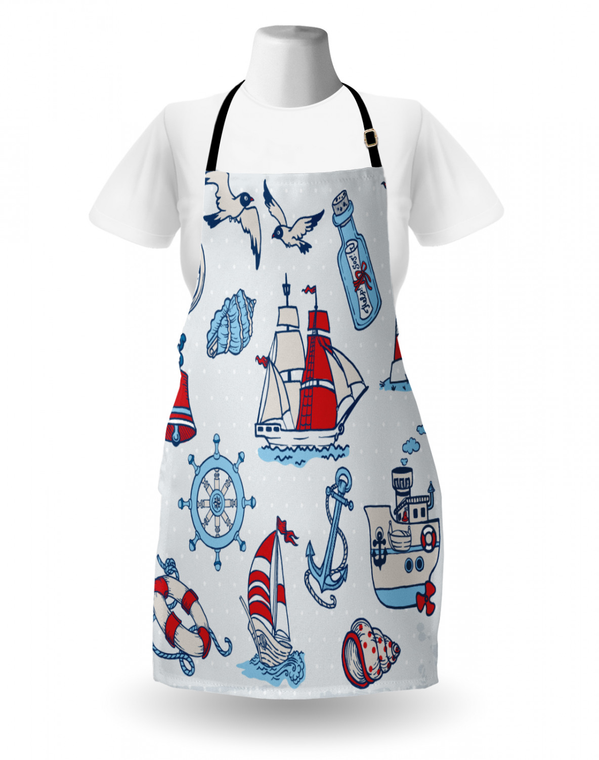 Nautical Whale Apron Unisex Kitchen Bib with Adjustable Neck Cooking