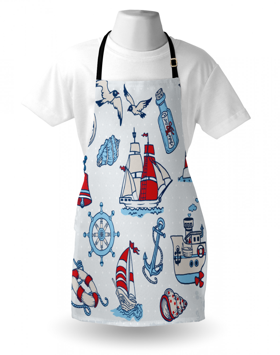 Nautical Whale Apron Unisex Kitchen Bib with Adjustable Neck Cooking