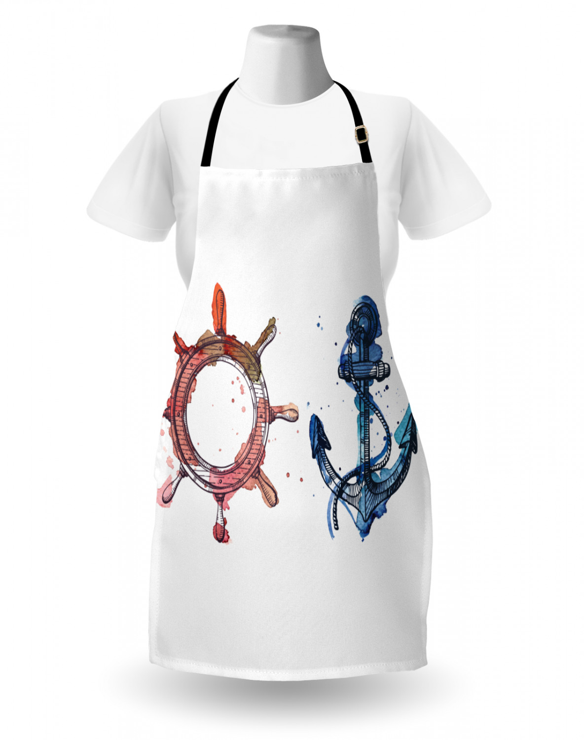 Nautical Whale Apron Unisex Kitchen Bib with Adjustable Neck Cooking