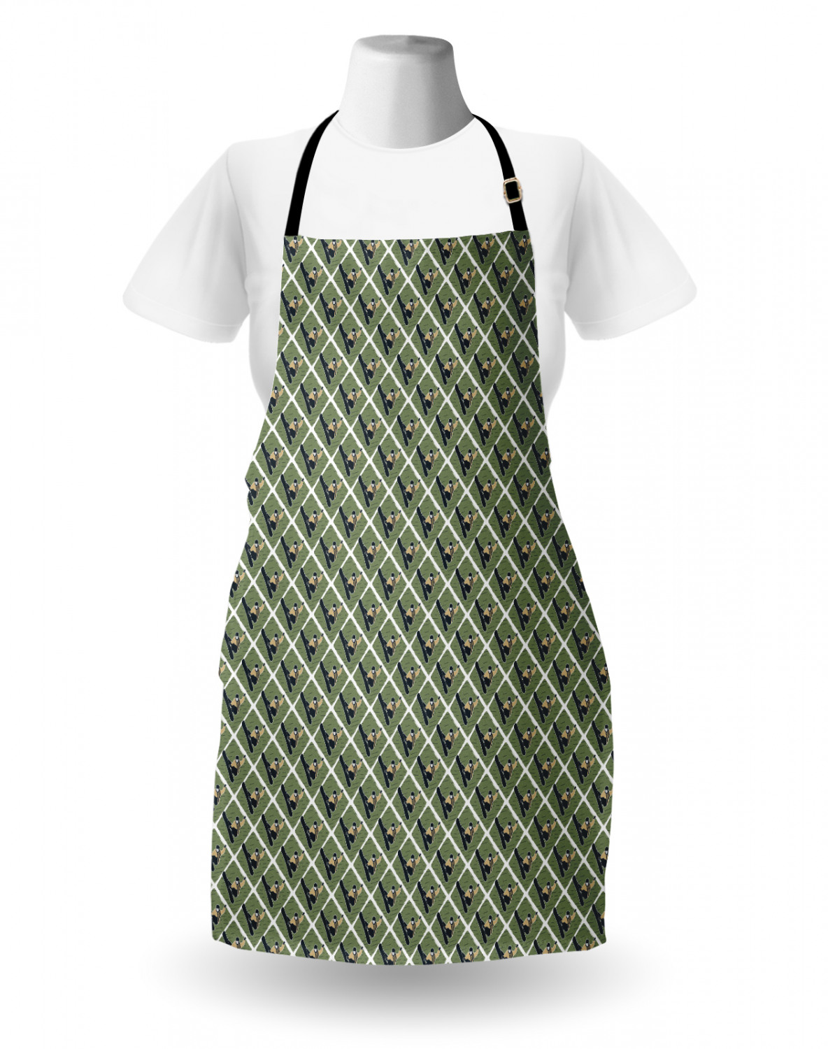 Ambesonne Apron with Adjustable Black Strap for Cooking Unisex Washable