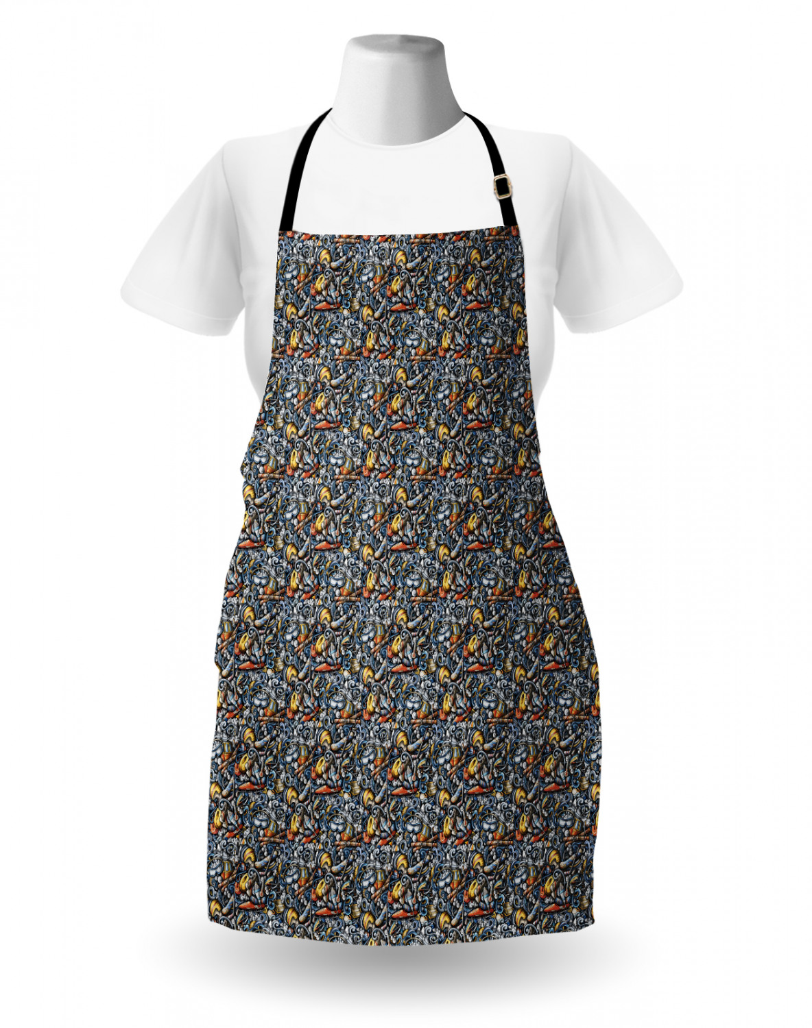 Ambesonne Apron with Adjustable Black Strap for Cooking Unisex Washable