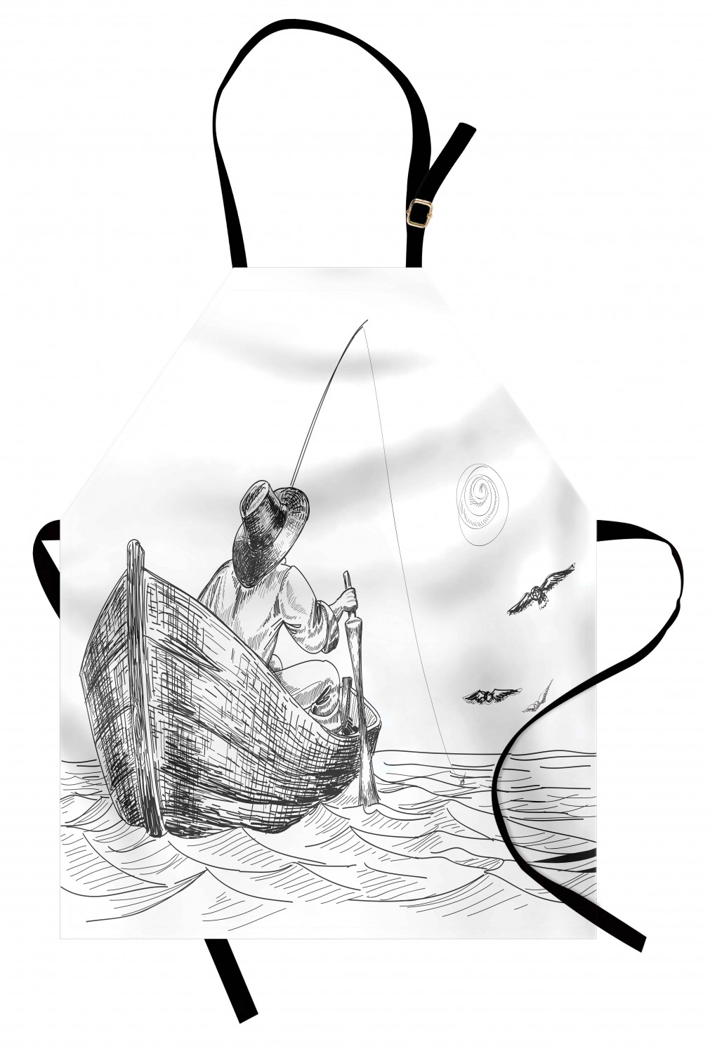 Ambesonne White Apron Unisex Kitchen Bib with Adjustable Neck Cooking Baking