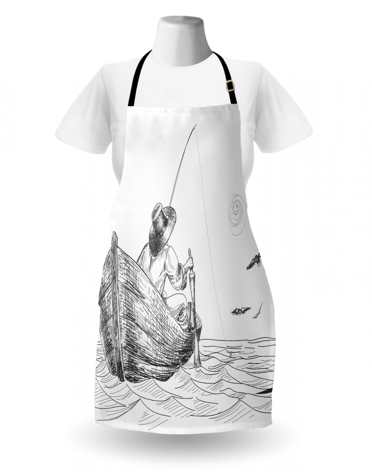 Ambesonne White Apron Unisex Kitchen Bib with Adjustable Neck Cooking Baking