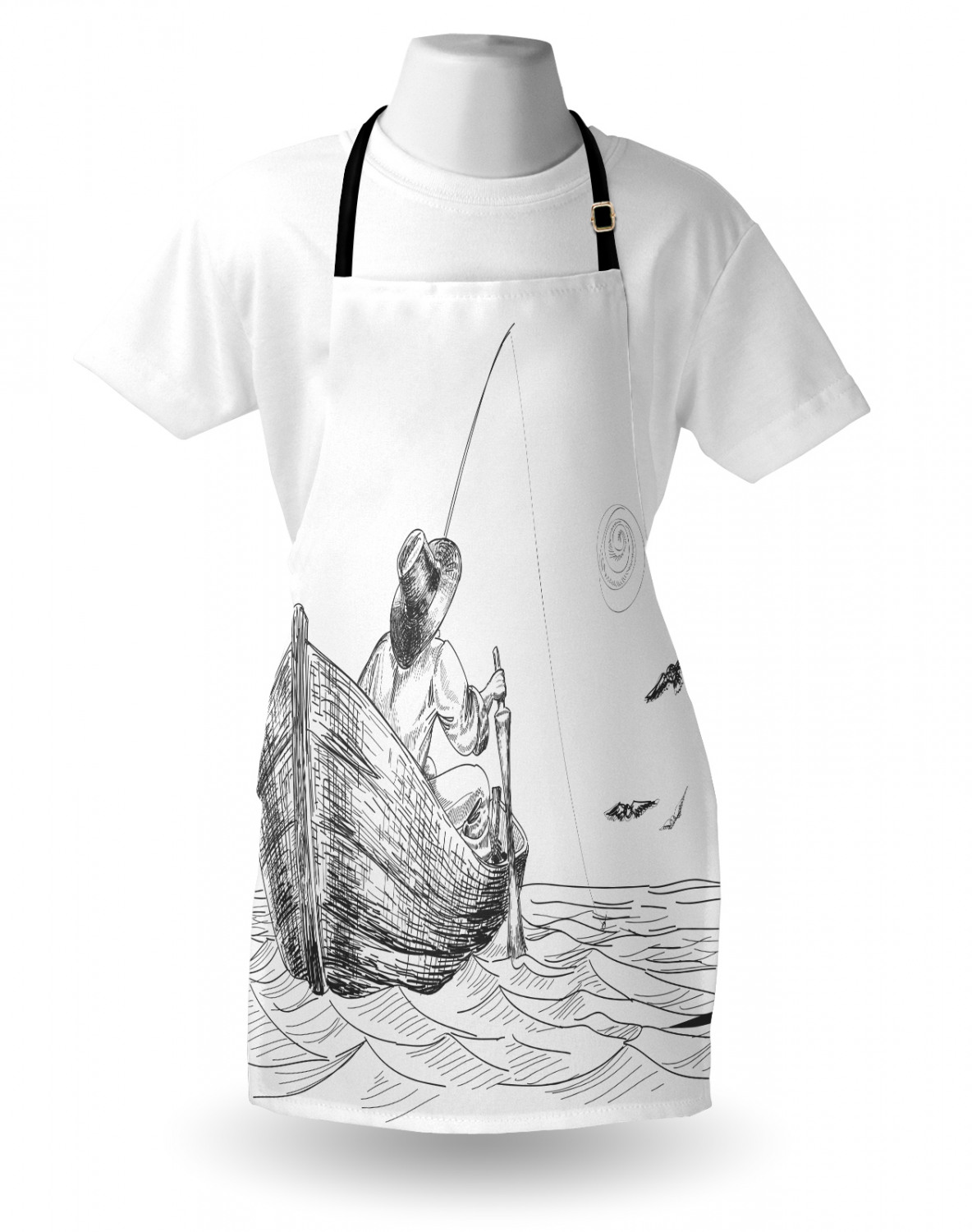 Ambesonne White Apron Unisex Kitchen Bib with Adjustable Neck Cooking Baking