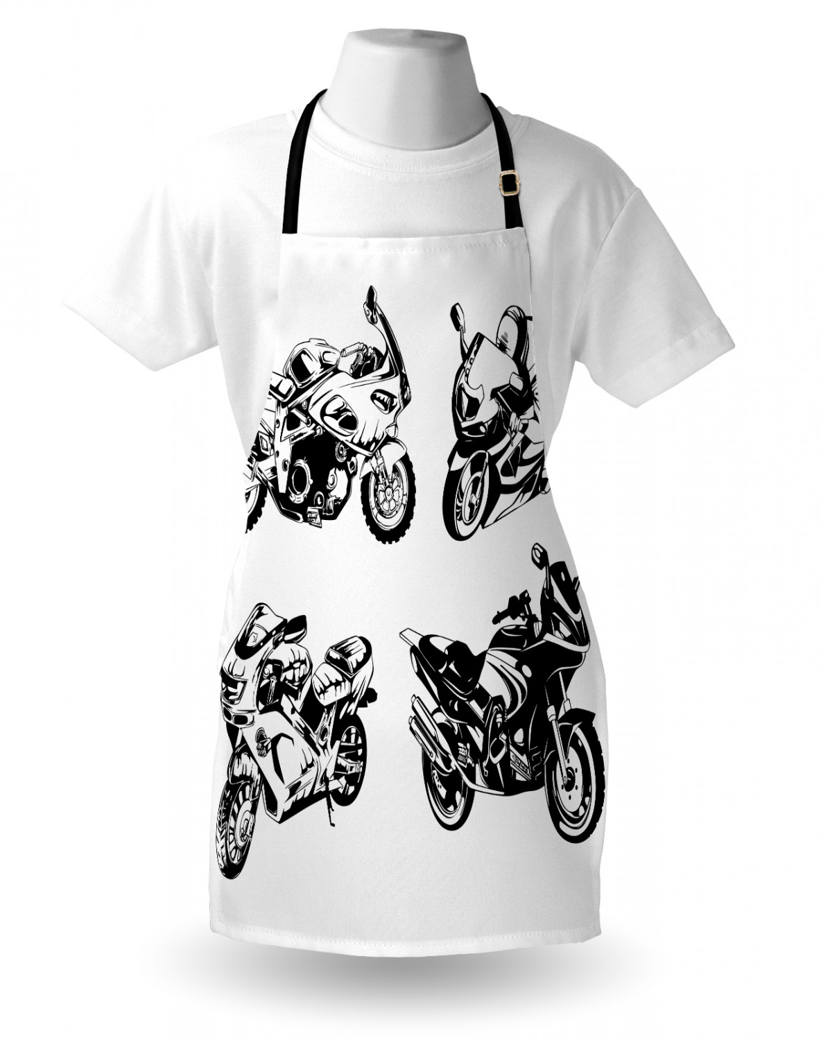 Motorcycle Apron Unisex Kitchen Bib with Adjustable Neck for Cooking Gardening