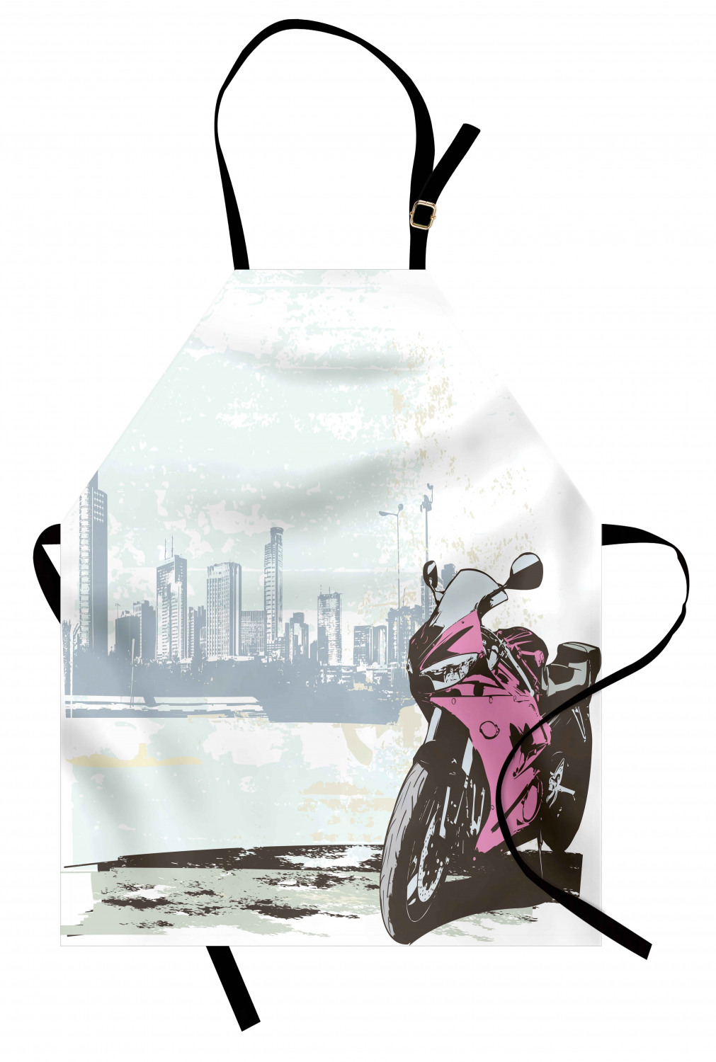 Motorcycle Apron Unisex Kitchen Bib with Adjustable Neck for Cooking Gardening