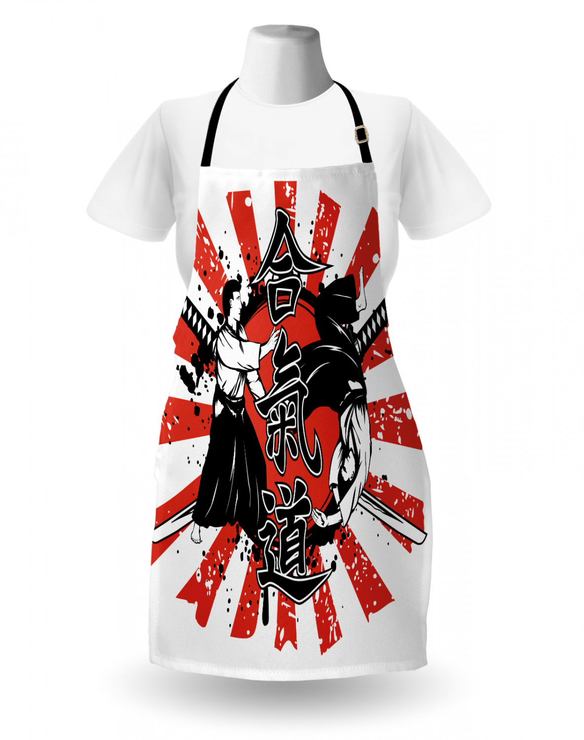 Oriental Japanese Apron Unisex Kitchen Bib with Adjustable Neck Cooking