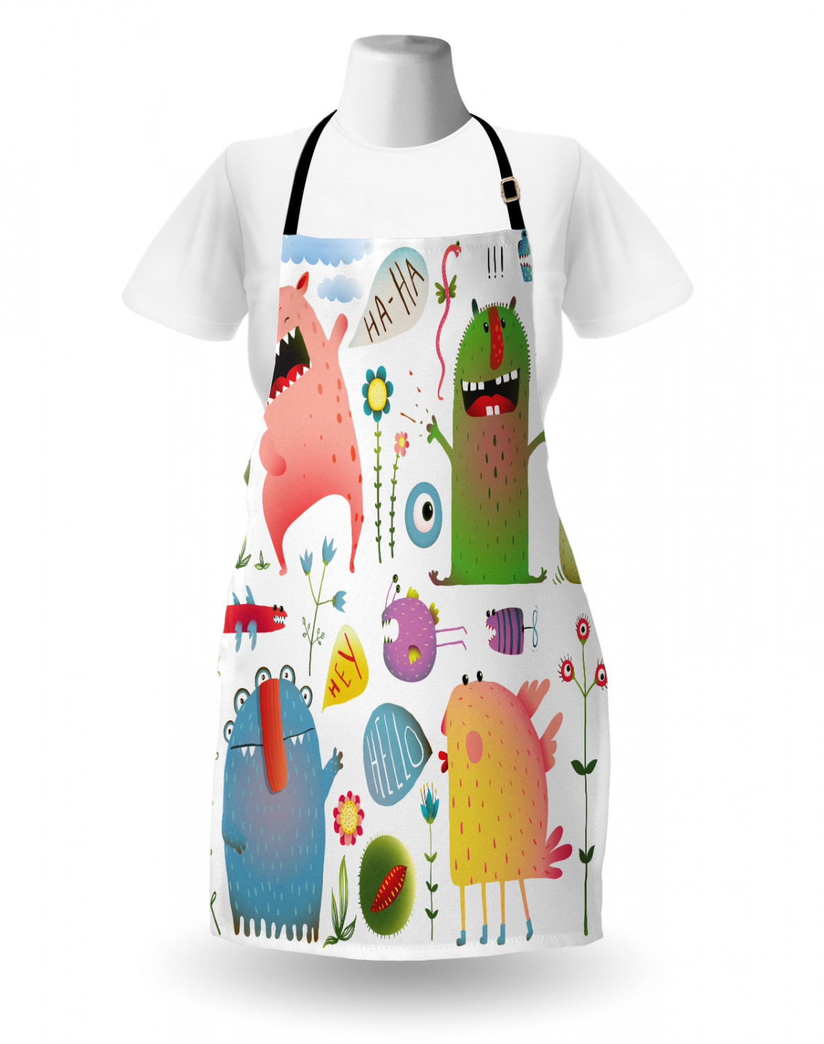 Ambesonne Durable Apron Bib with Adjustable Neck for Cooking Gardening