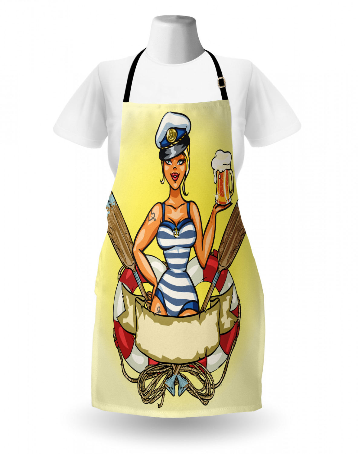 Ambesonne Retro Apron Unisex Kitchen Bib with Adjustable Neck Cooking Baking