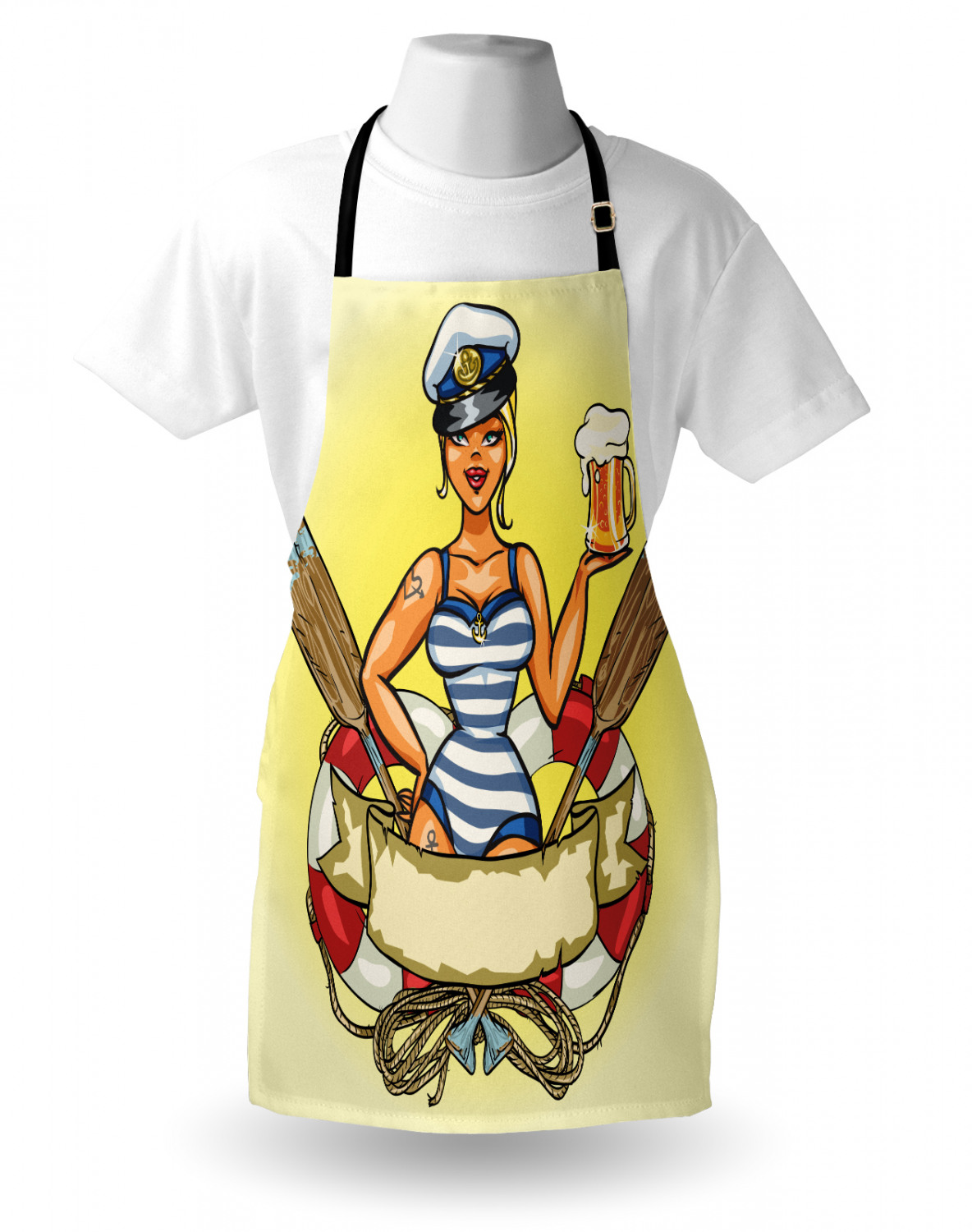 Ambesonne Retro Apron Unisex Kitchen Bib with Adjustable Neck Cooking Baking