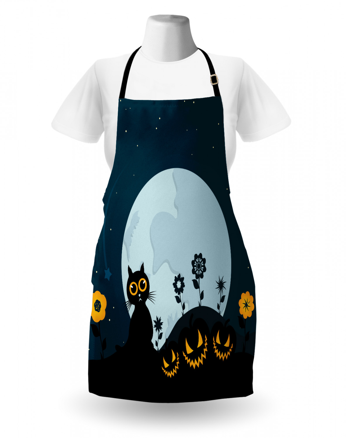 Ambesonne Cat Apron Unisex Kitchen Bib with Adjustable Neck Cooking Baking