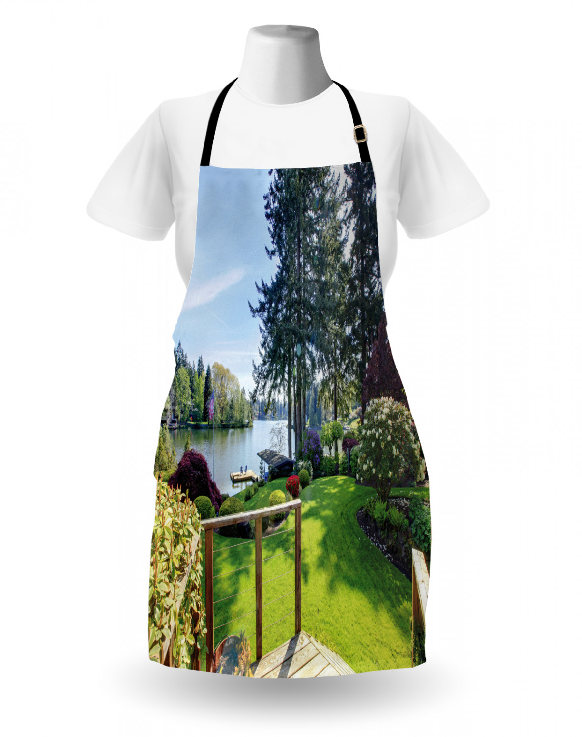 Ambesonne Apron Adjustable Strap for Gardening Cooking Clear Image