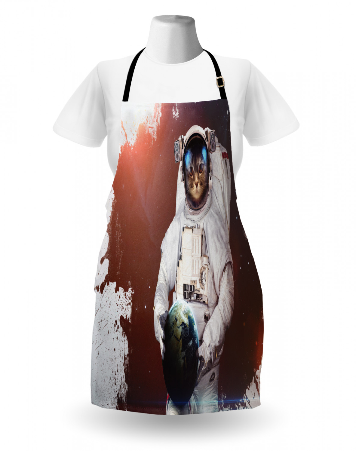 Ambesonne Cat Apron Unisex Kitchen Bib with Adjustable Neck Cooking Baking