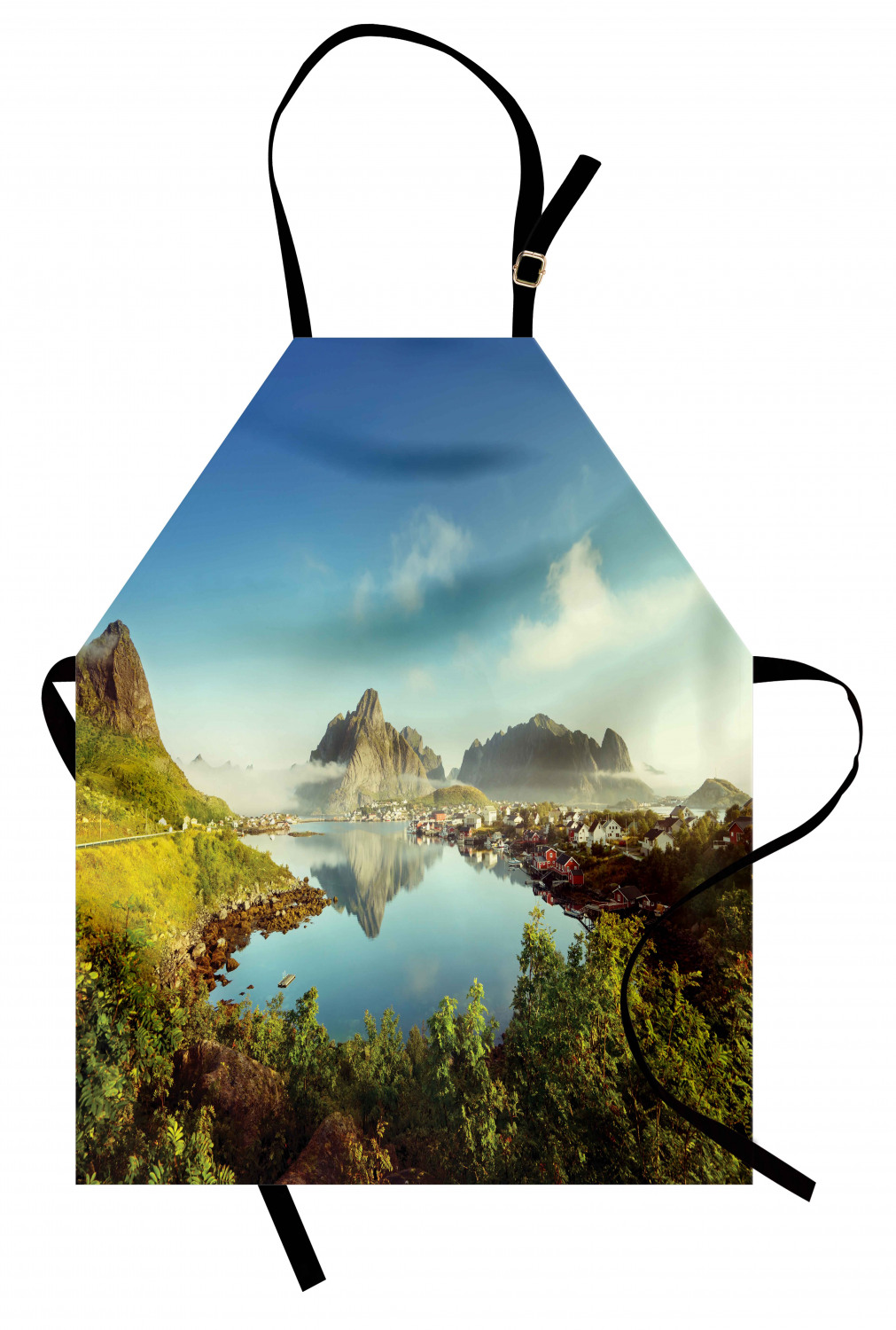 Fall Apron Unisex Kitchen Bib with Adjustable Neck Cooking Ambesonne