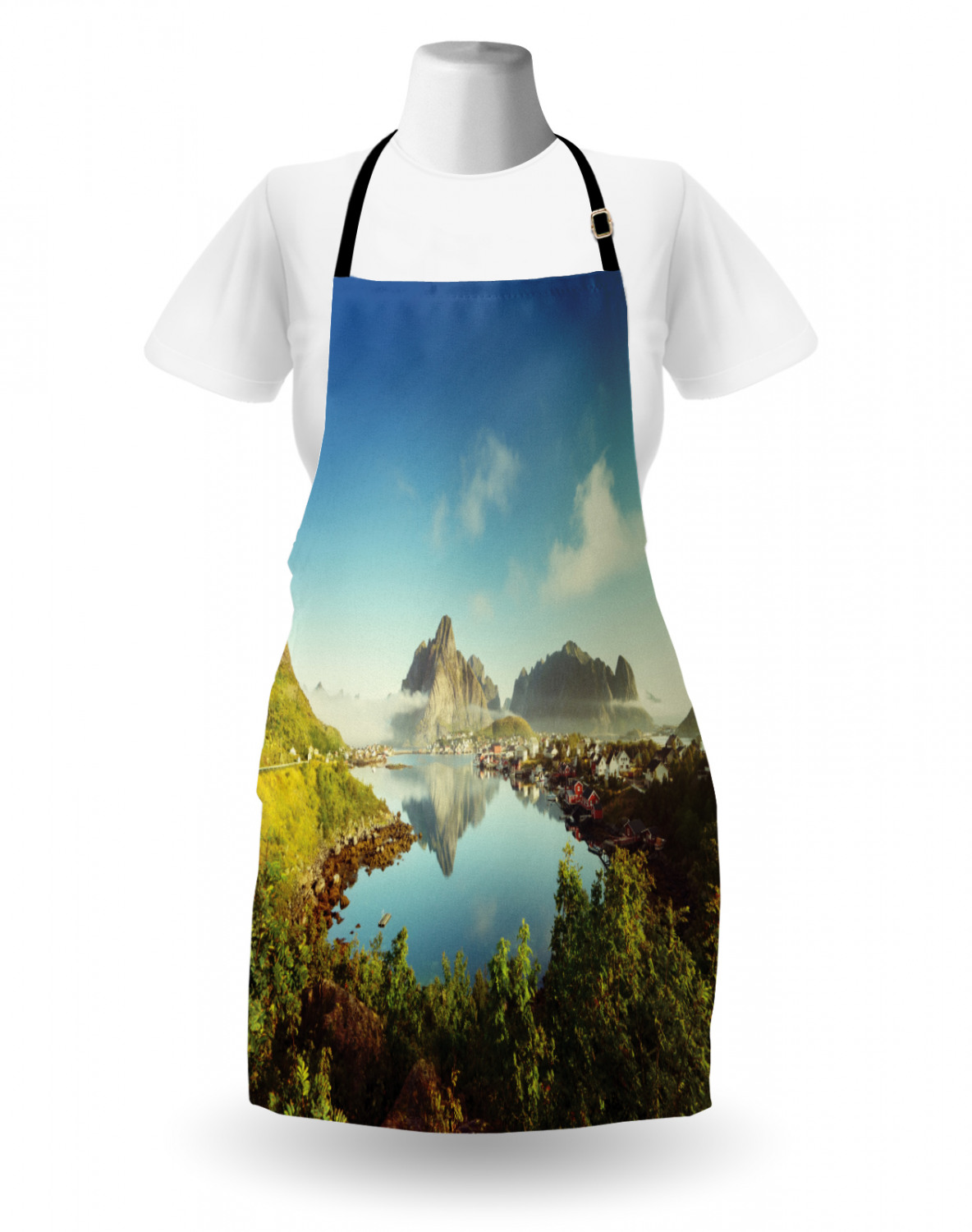 Fall Apron Unisex Kitchen Bib with Adjustable Neck Cooking Ambesonne