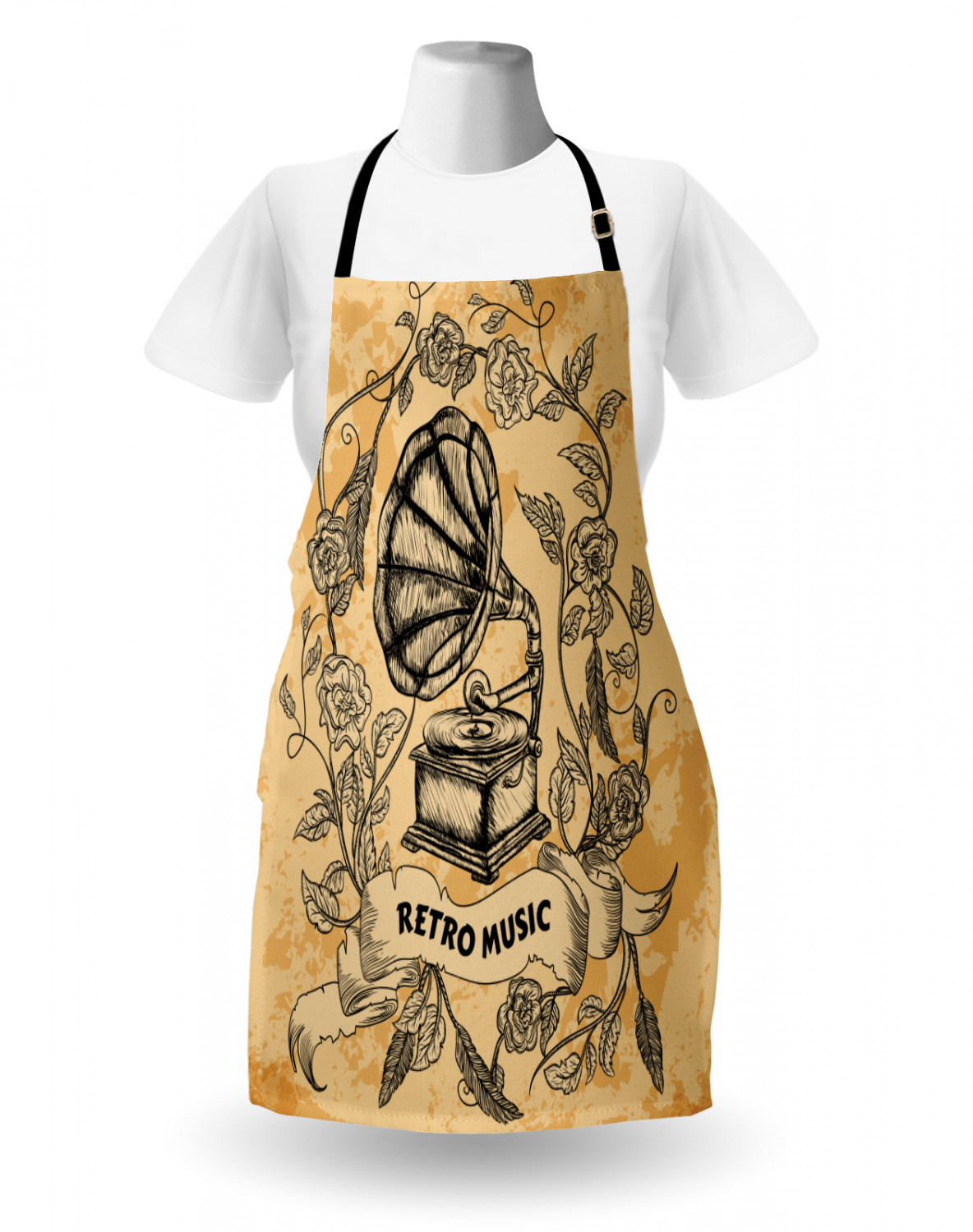 Ambesonne Retro Apron Unisex Kitchen Bib with Adjustable Neck Cooking Baking