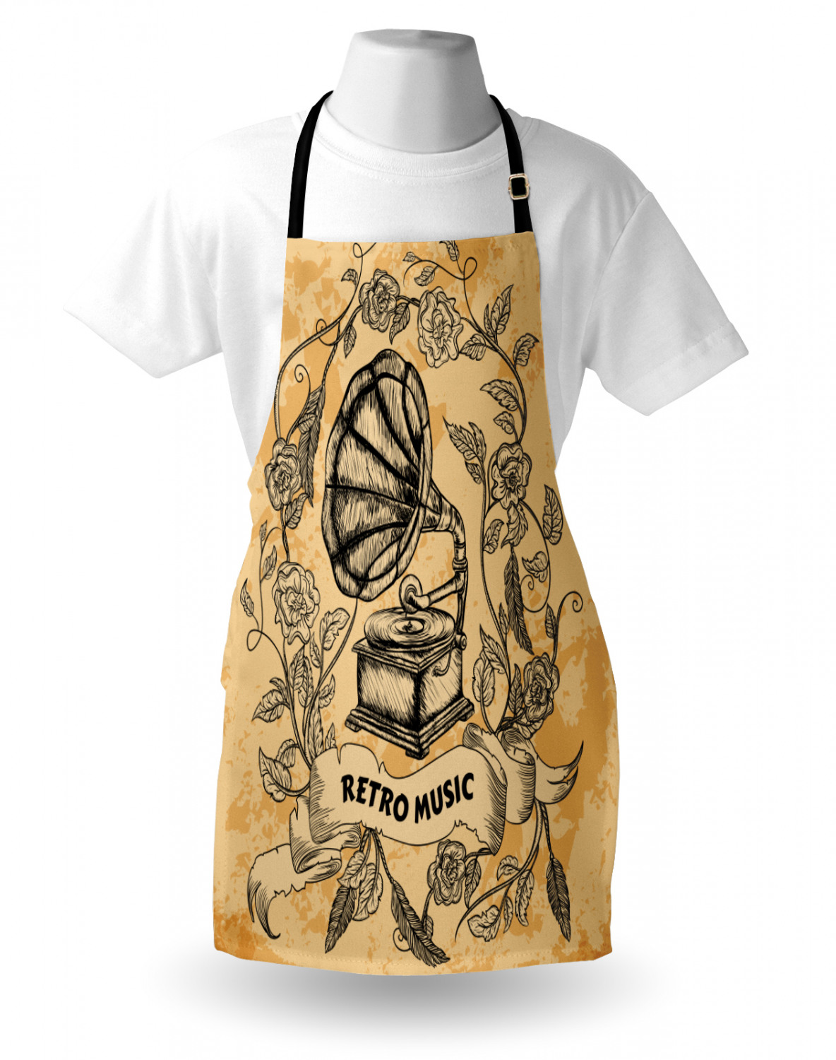 Ambesonne Retro Apron Unisex Kitchen Bib with Adjustable Neck Cooking Baking