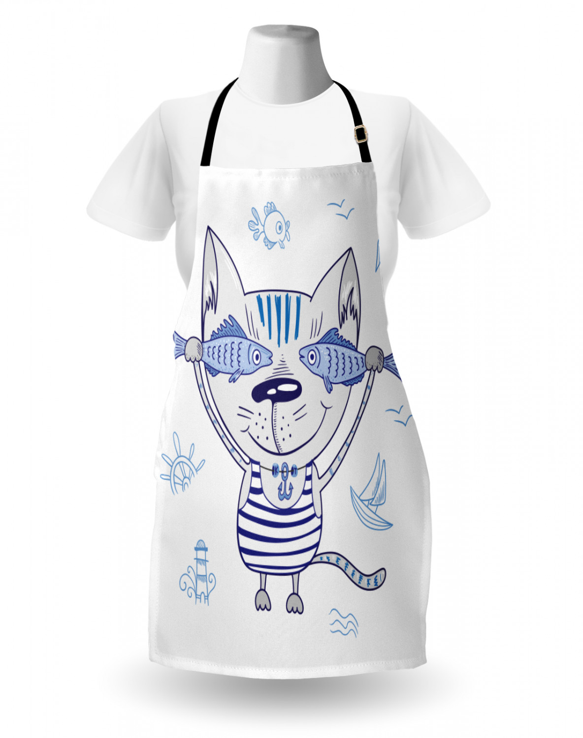 Ambesonne Cat Apron Unisex Kitchen Bib with Adjustable Neck Cooking Baking