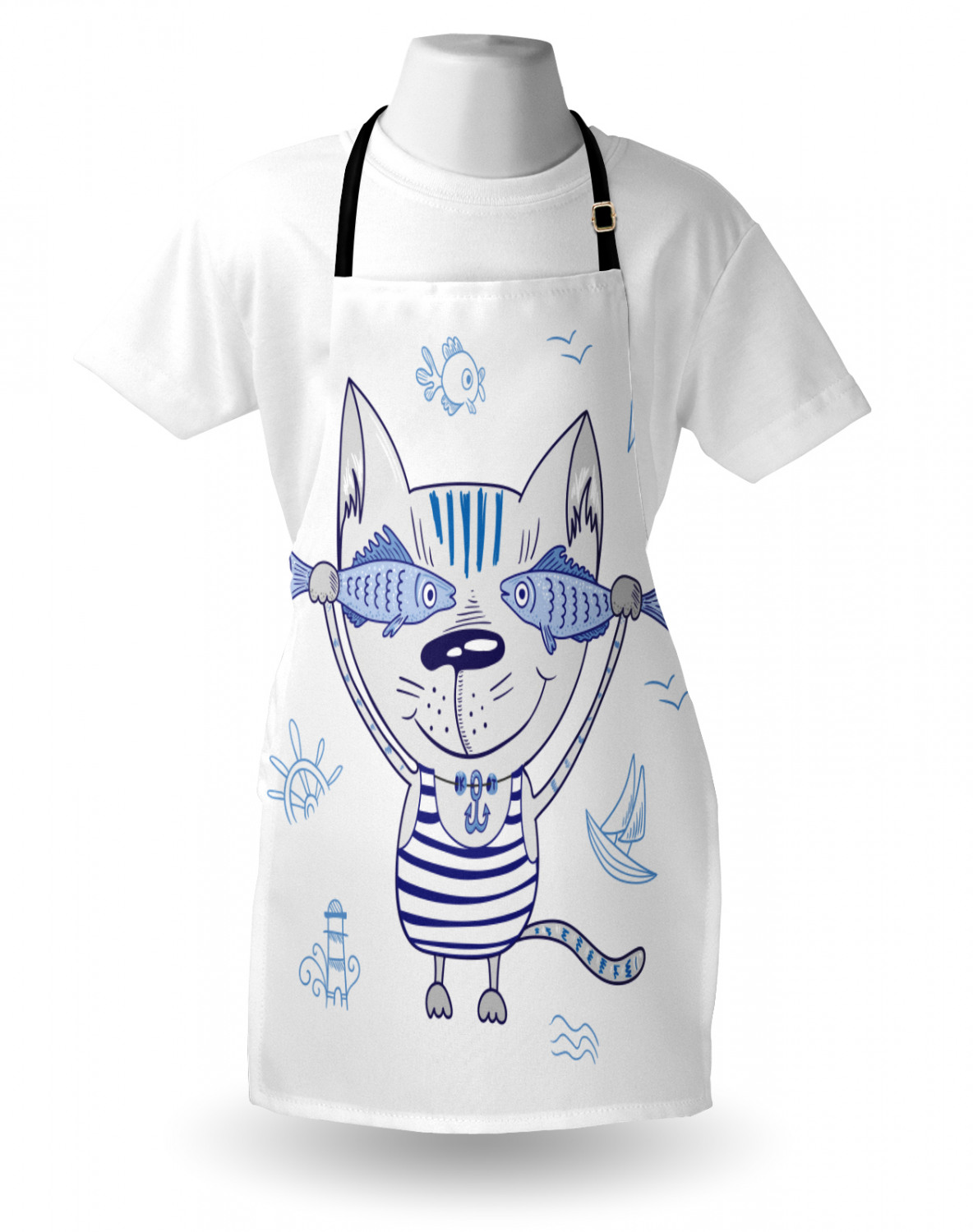 Ambesonne Cat Apron Unisex Kitchen Bib with Adjustable Neck Cooking Baking