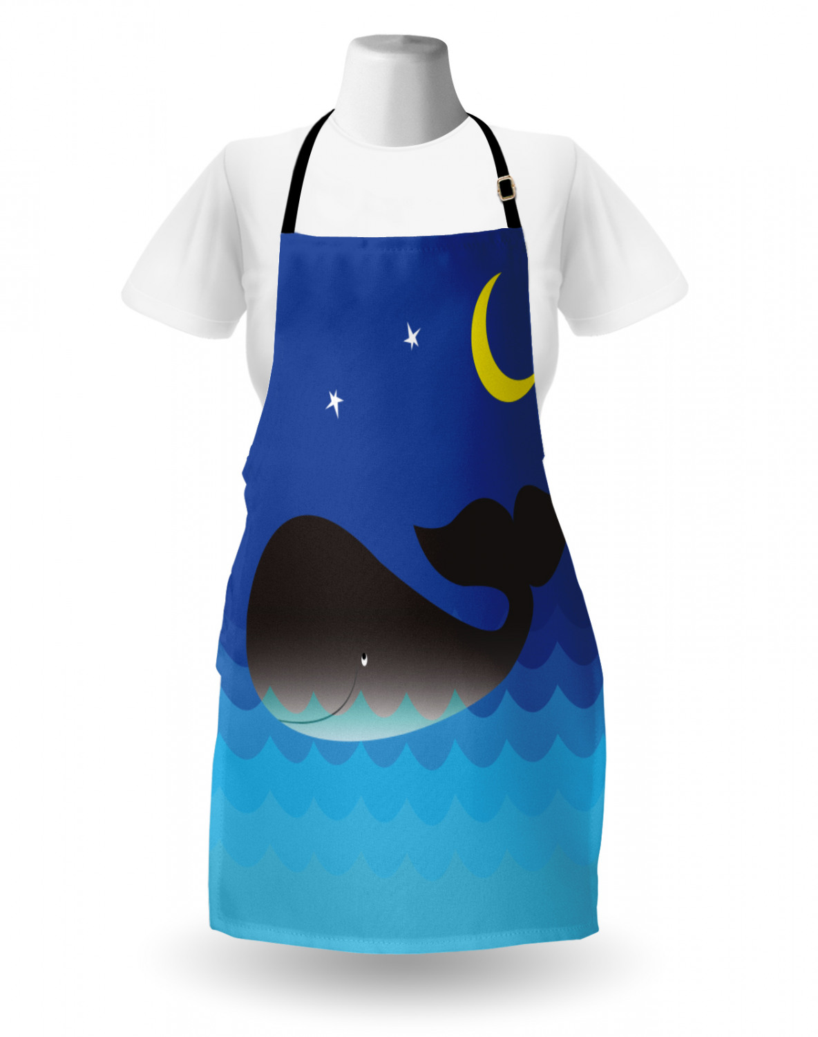 Marine Whale Apron Unisex Kitchen Bib with Adjustable Neck Cooking Baking