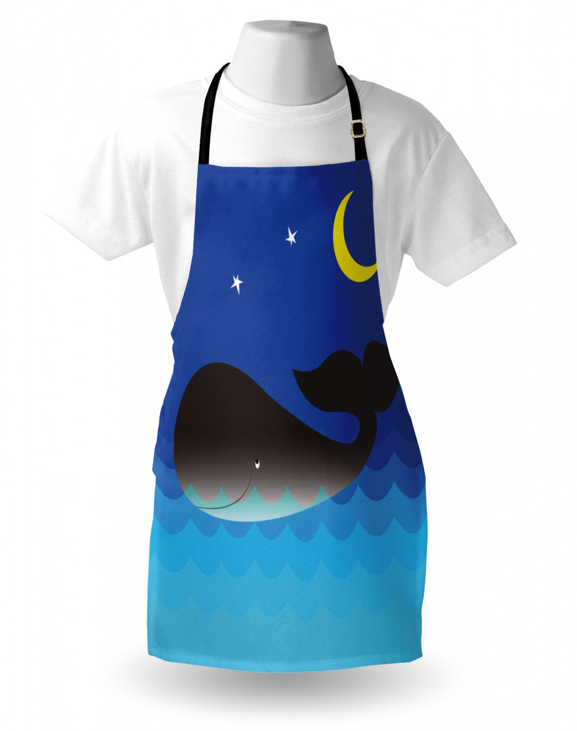 Marine Whale Apron Unisex Kitchen Bib with Adjustable Neck Cooking Baking