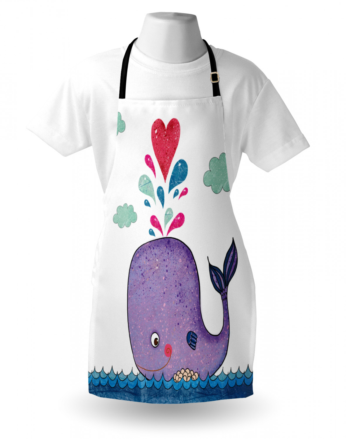 Marine Whale Apron Unisex Kitchen Bib with Adjustable Neck Cooking Baking