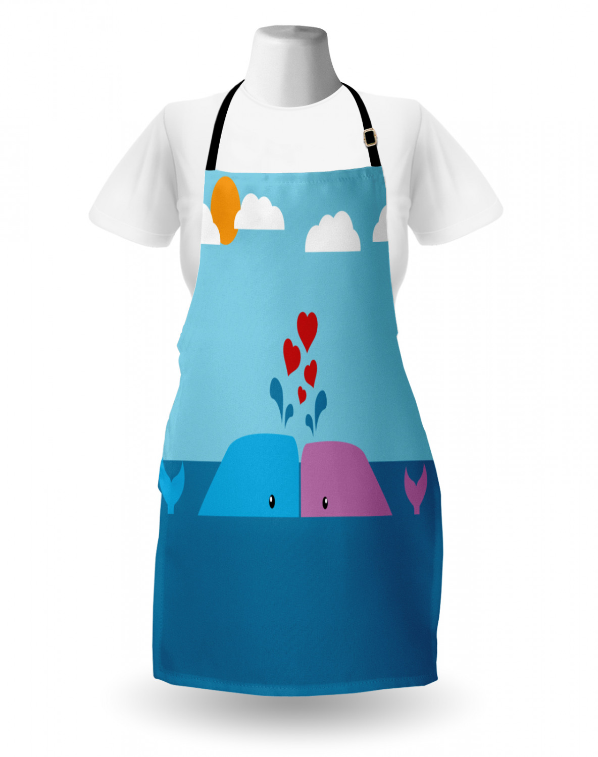 Marine Whale Apron Unisex Kitchen Bib with Adjustable Neck Cooking Baking