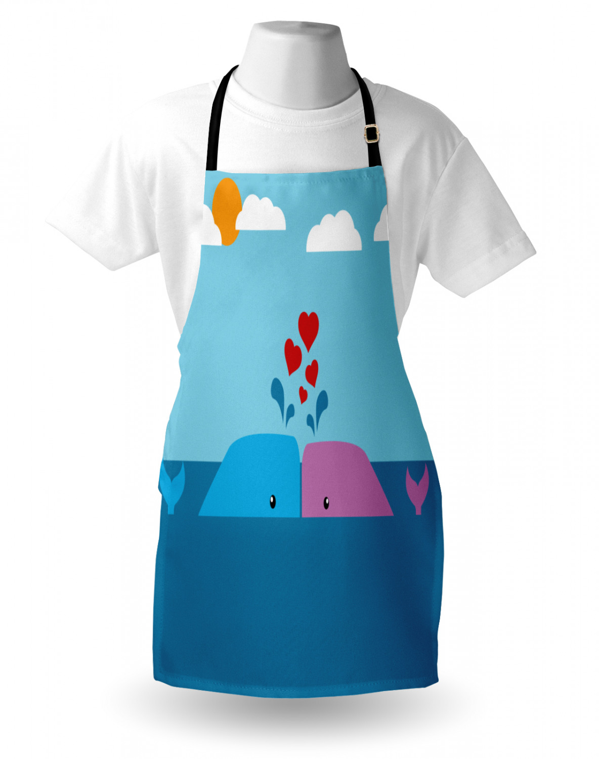 Marine Whale Apron Unisex Kitchen Bib with Adjustable Neck Cooking Baking